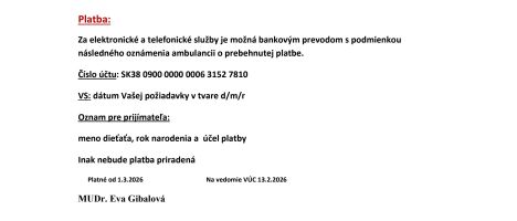 Fotografia 2 od Salutaris, s.r.o. , ambulancia všeobecného lekára pre deti a dorast - MUDr. Eva Gibalová