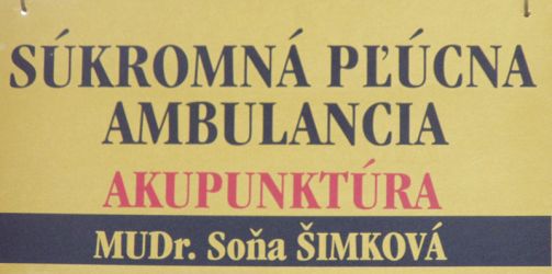 Logo zariadenia Ambulanci pre akupunktúru, odvykanie fajčeniu a pľúcne choroby - MUDr. Soňa Šimková