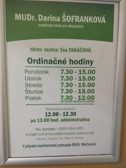 Fotografia miesta 1 od Ambulancia všeobecného lekára pre dospelých - MUDr. Darina Šofranková