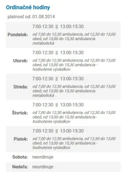 Fotografia miesta 1 od Ambulancia diabetológie a porúch látkovej premeny a výživy - Metabolické centrum, s.r.o. - MUDr. Ľudovít Šutarík , CSc.