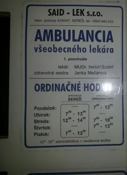 Fotografia miesta 1 od Všeobecná ambulancia pre dospelých - SAID- LEK s.r.o., MUDr. Imrich Szabó