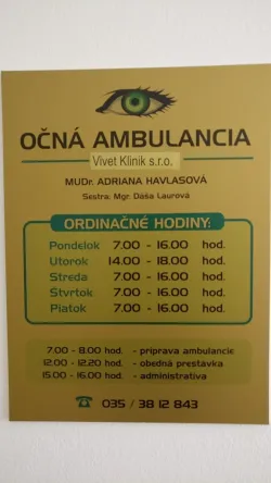 Fotografia miesta 1 od Oftalmologická ambulancia (Vivet Klinik s.r.o) - MUDr. Adriana Havlasová