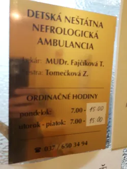 Fotografia miesta 1 od Nefrologická ambulancia / ambulancia pediatrickej nefrológie  - MUDr. Tatiana Fajčíková, FAMED, s.r.o.