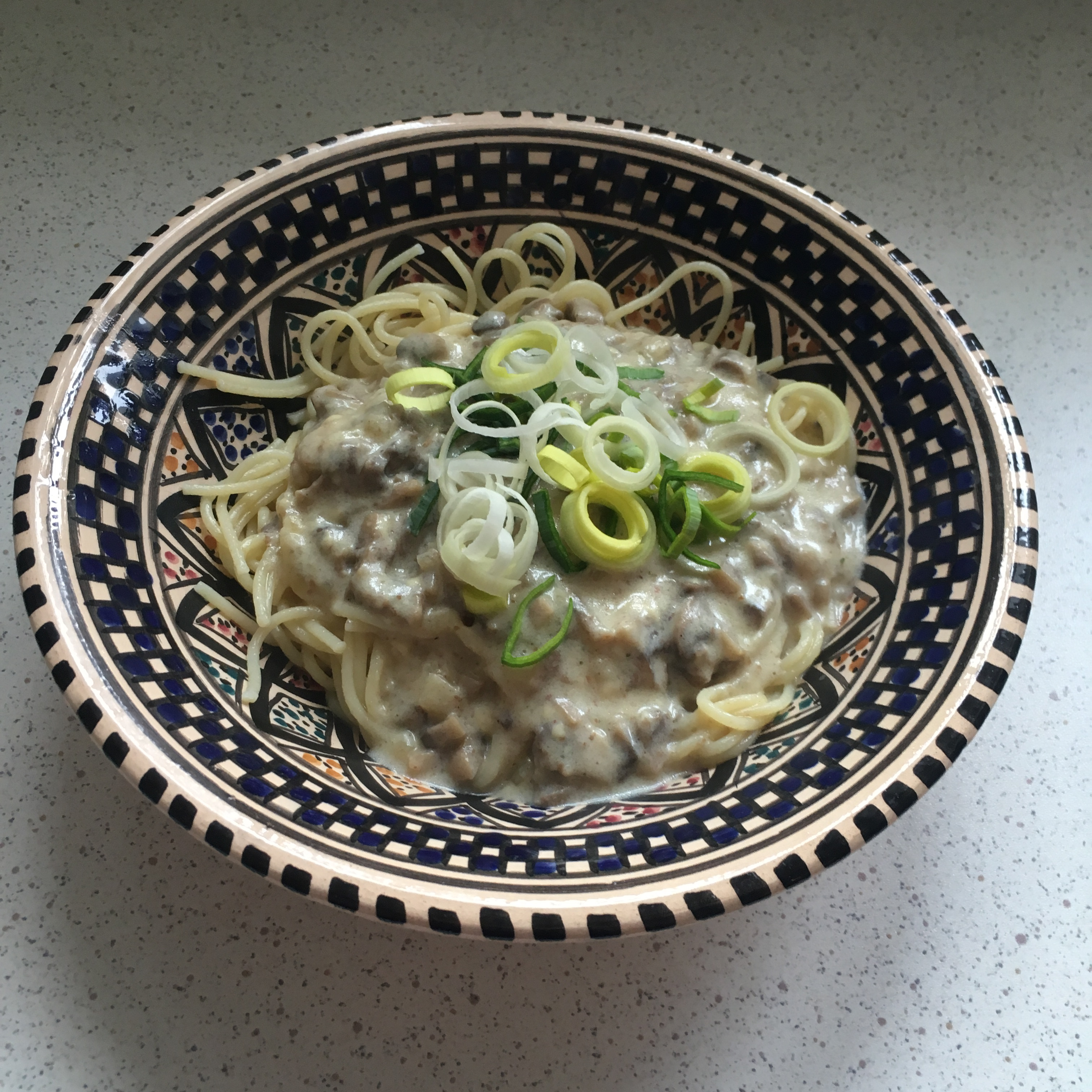 Špagety so šampiňónmi